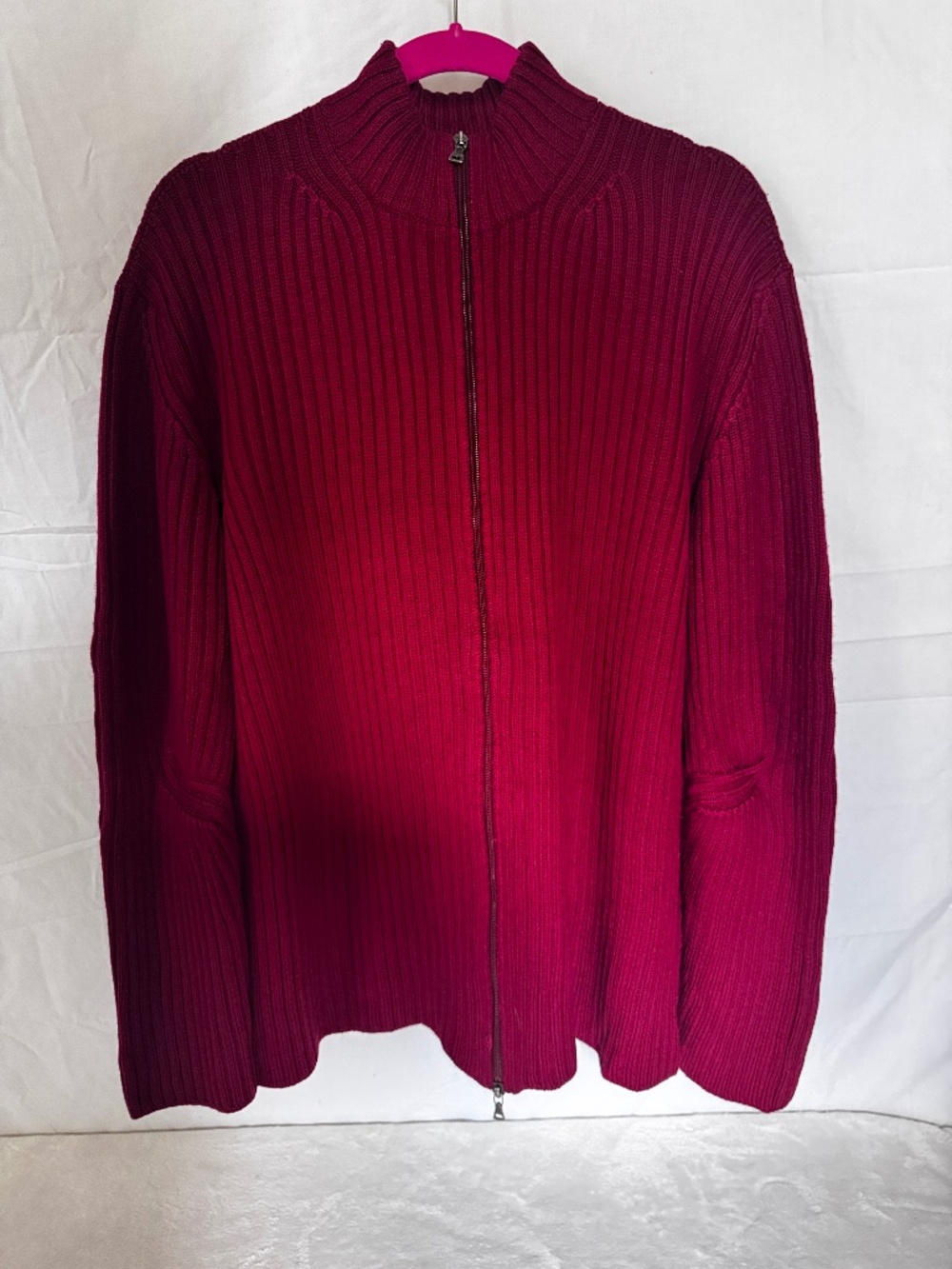 PRADA Milano 100% Wool Rib Knit Zip Sweater EU 56 US XL XXL Made Italy